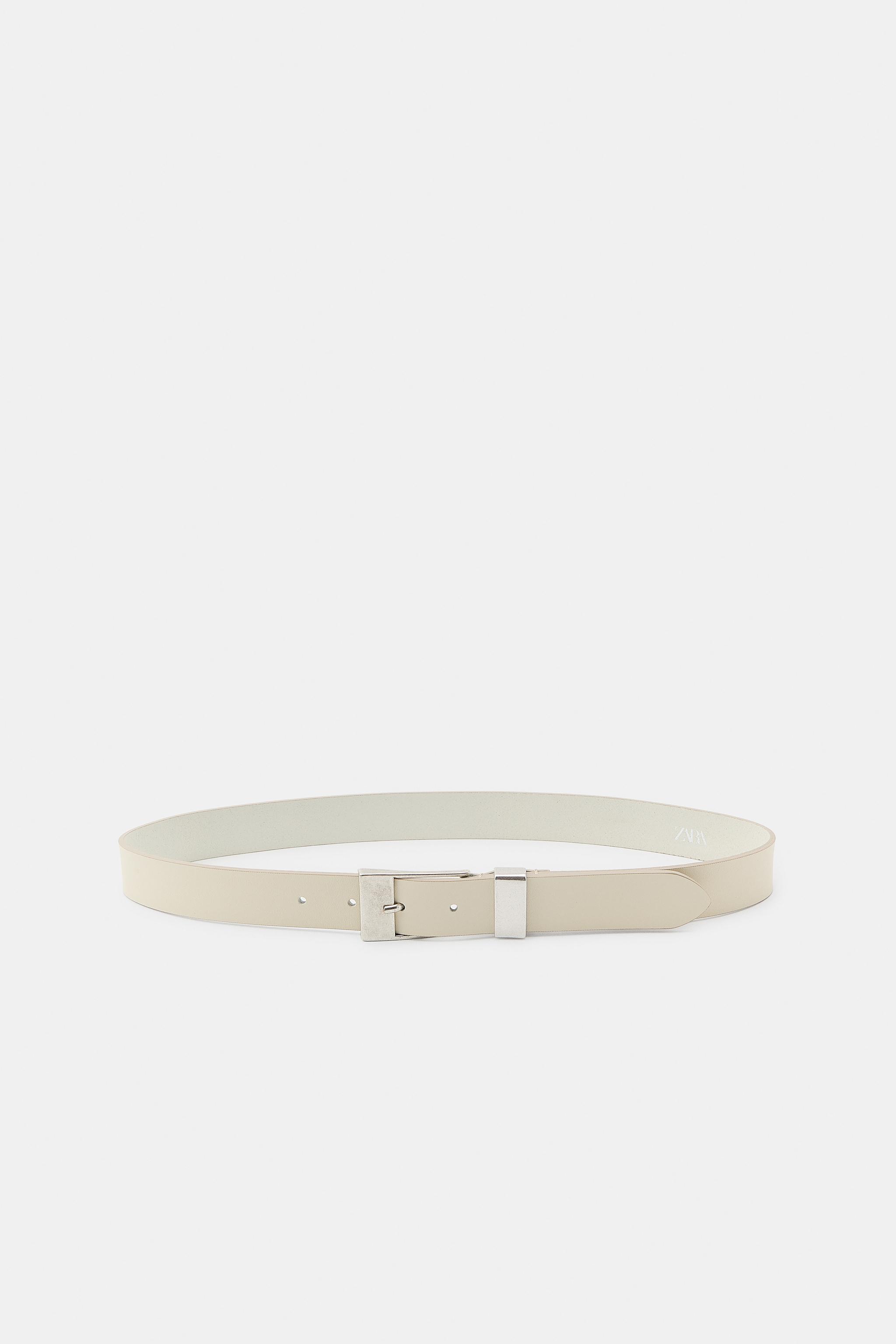 PLAIN 100% LEATHER BELT WITH SQUARE BUCKLE